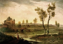 De middeleeuwse Schaffensepoort met de Hussentoren, door Pieter Jacob De Craen (1761-1831)